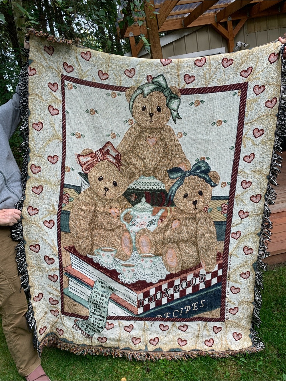 Cozy Tan Bear Tea Party Throw Blanket - Home Holiday